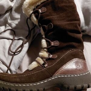 BareTraps Brown Lace Up Fur Boots